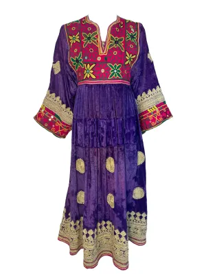 1970s Afghani Velvet and Intricately Embroidered Kuchi Gown