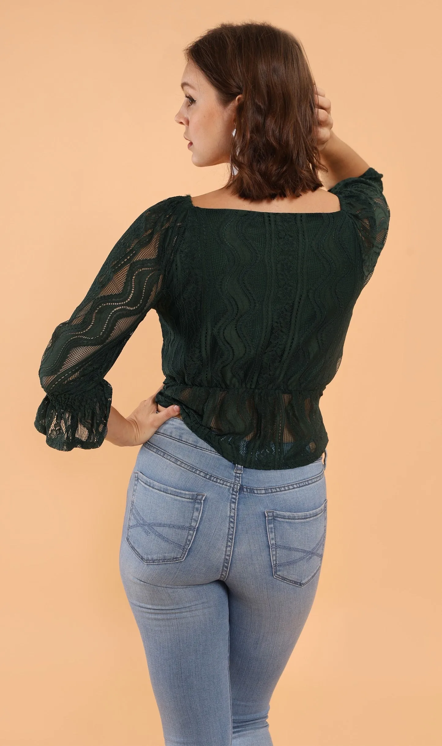 ADALEE 2-way Smocked Lace Top (Emerald)