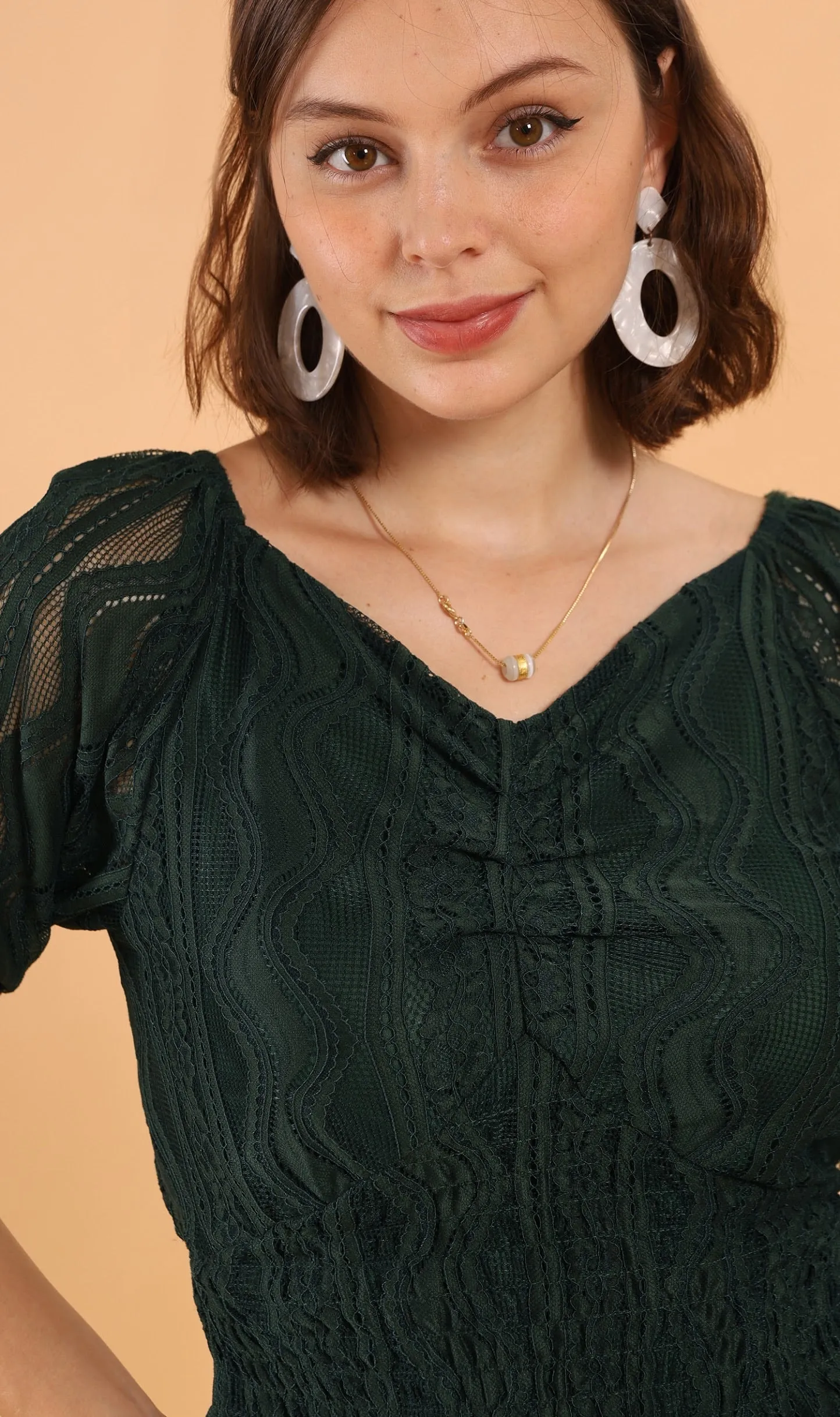 ADALEE 2-way Smocked Lace Top (Emerald)