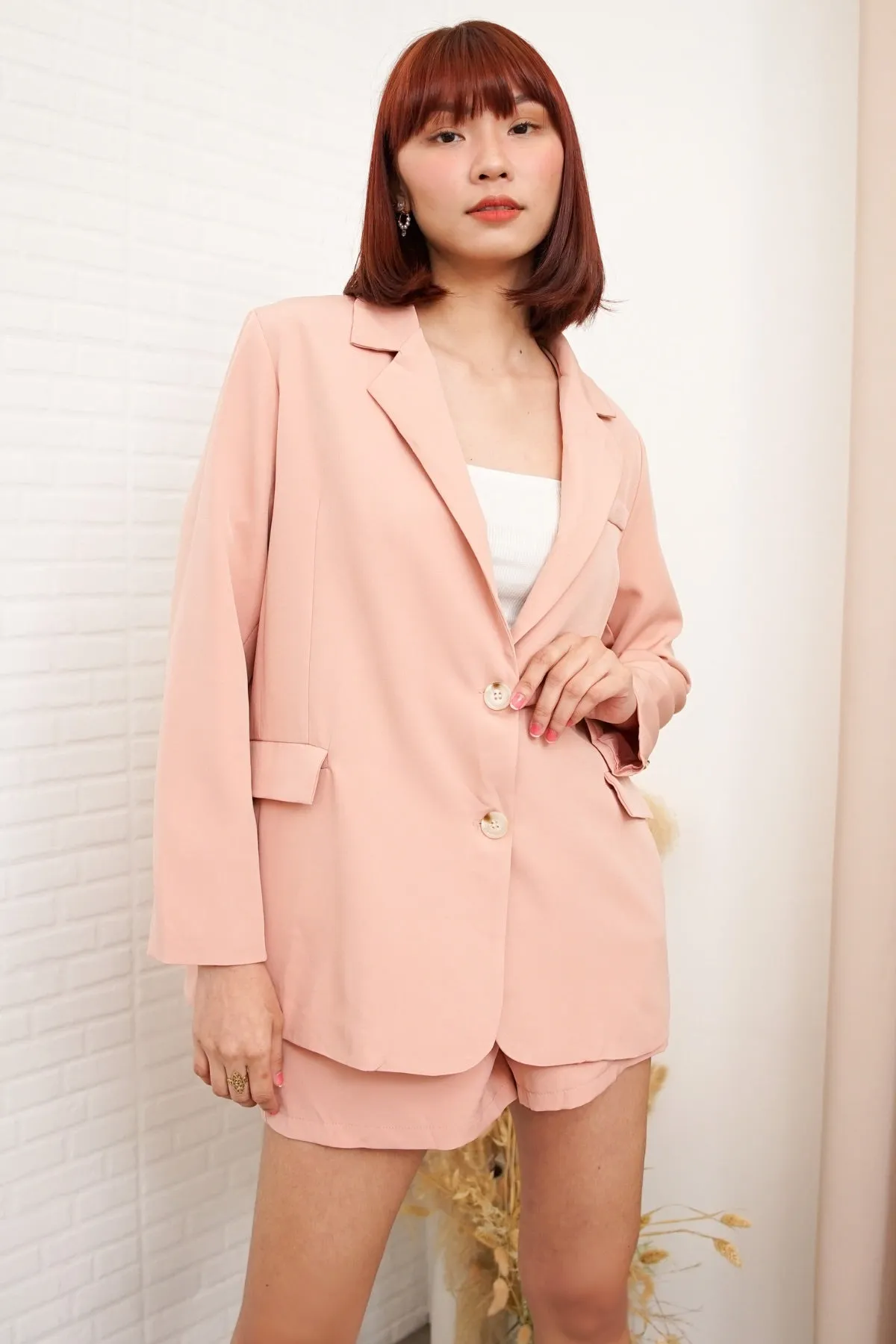 ALAIA Blazer Top & Shorts Co-ord (Blush Pink)