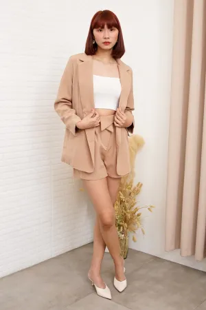 ALAIA Blazer Top & Shorts Co-ord (Latte Brown)