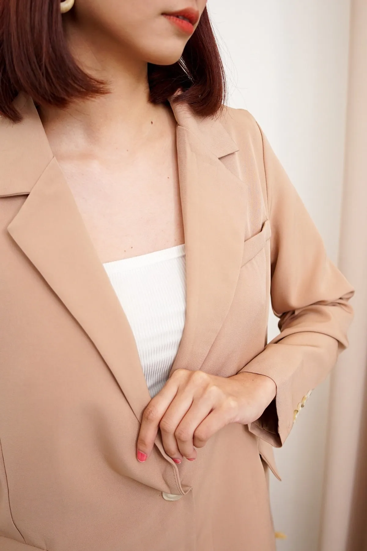 ALAIA Blazer Top & Shorts Co-ord (Latte Brown)