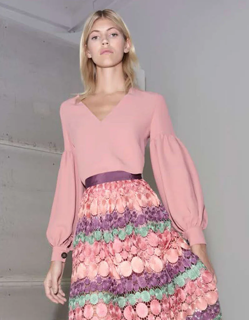 Alexis Gabriella Blouse in Ash Pink and Black