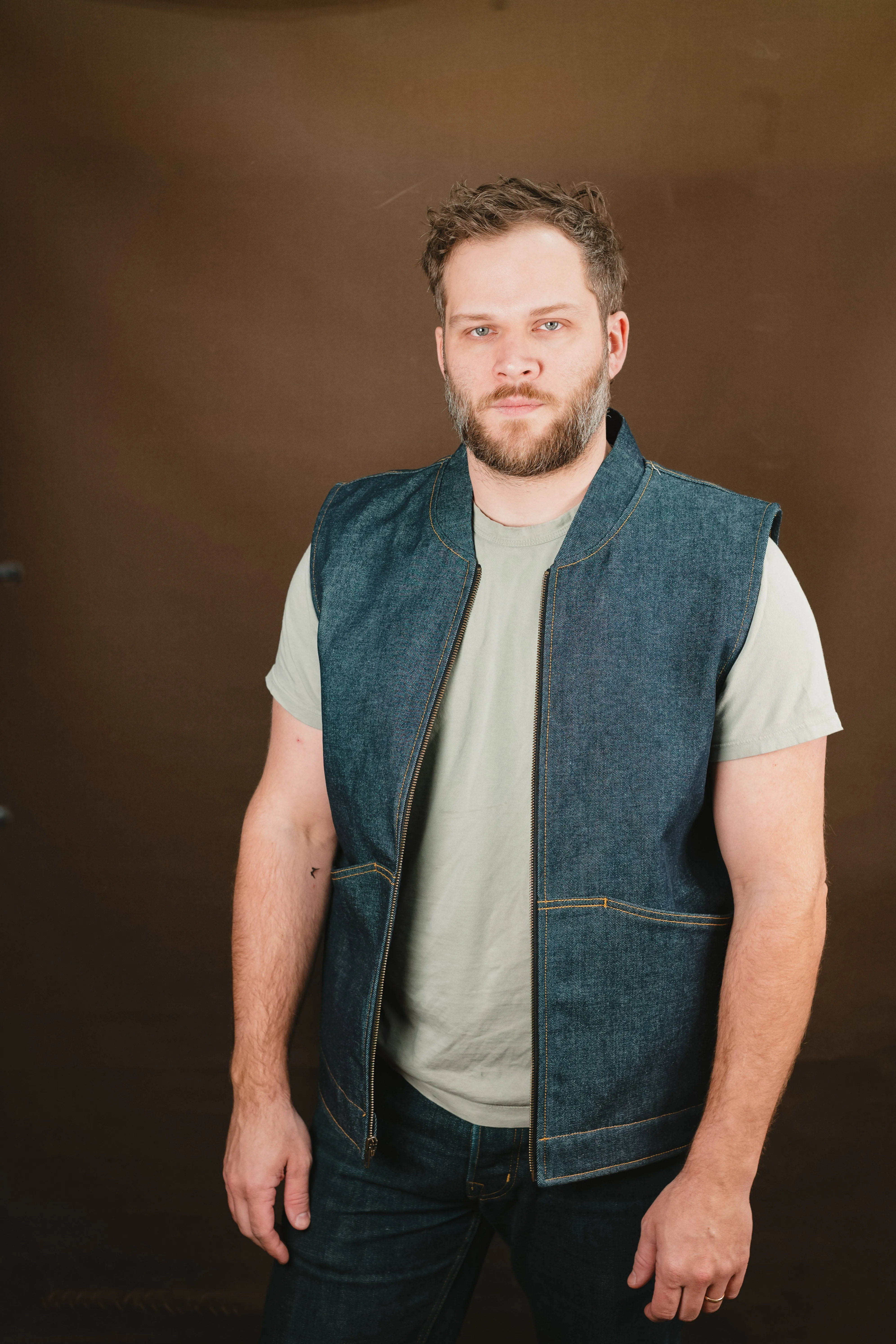 Ansel Vest - Rigid Vidalia Mills Selvedge Denim - Japanese Wool Liner - One Off - Large