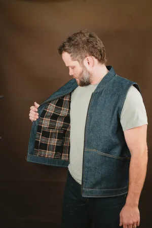 Ansel Vest - Rigid Vidalia Mills Selvedge Denim - Japanese Wool Liner - One Off - Large