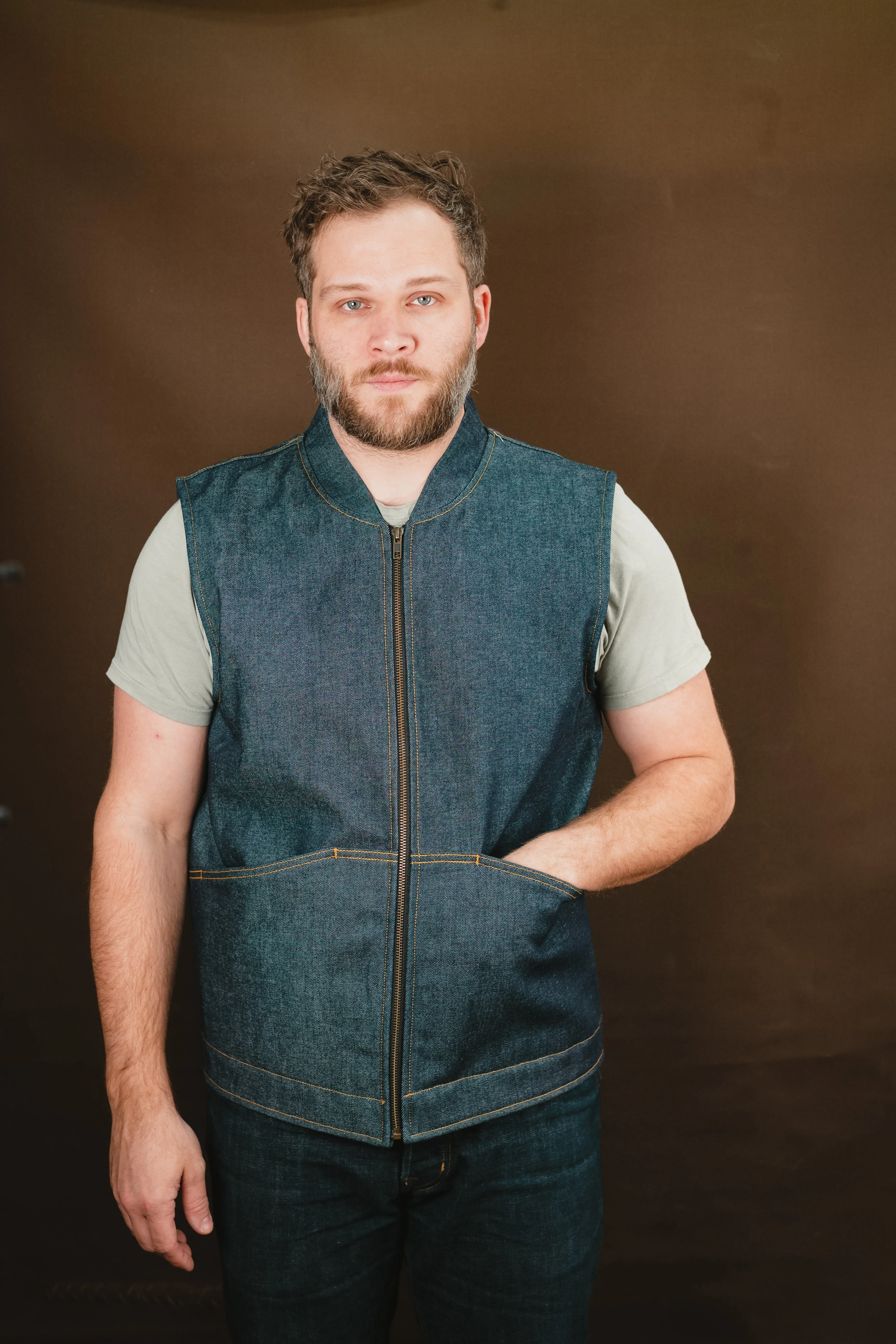 Ansel Vest - Rigid Vidalia Mills Selvedge Denim - Japanese Wool Liner - One Off - Large