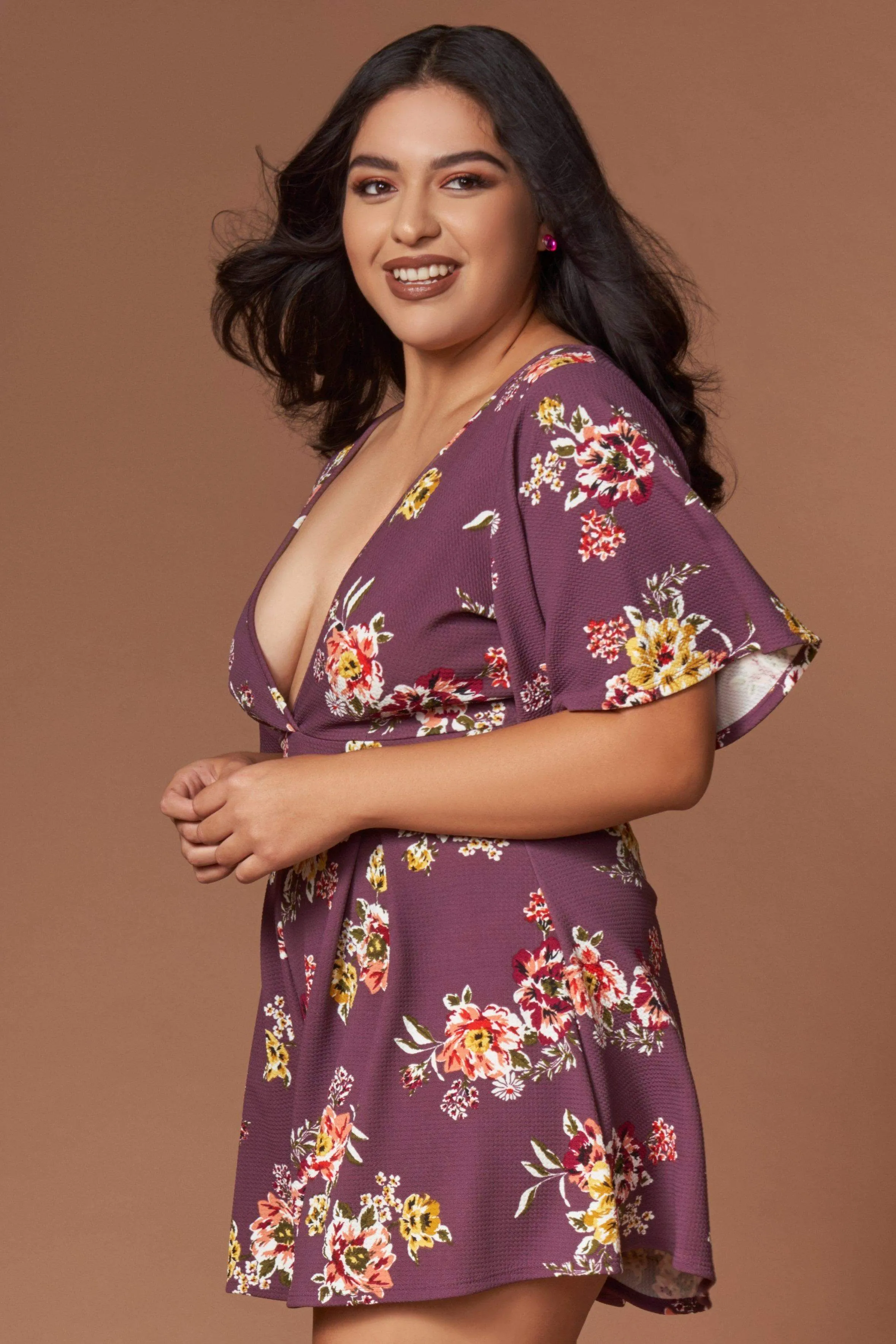 Ariel Mauve Purple Floral Print Romper