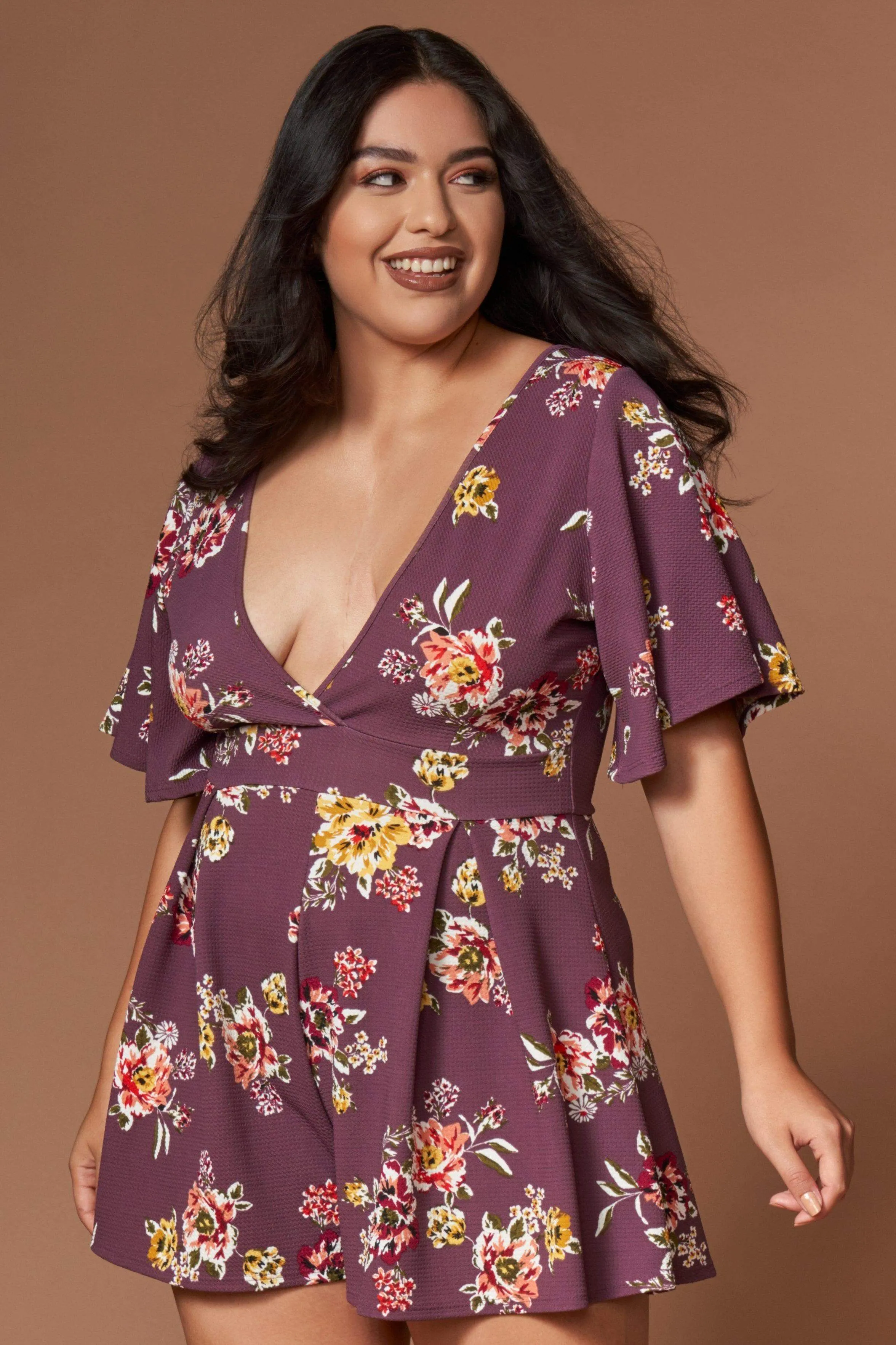Ariel Mauve Purple Floral Print Romper