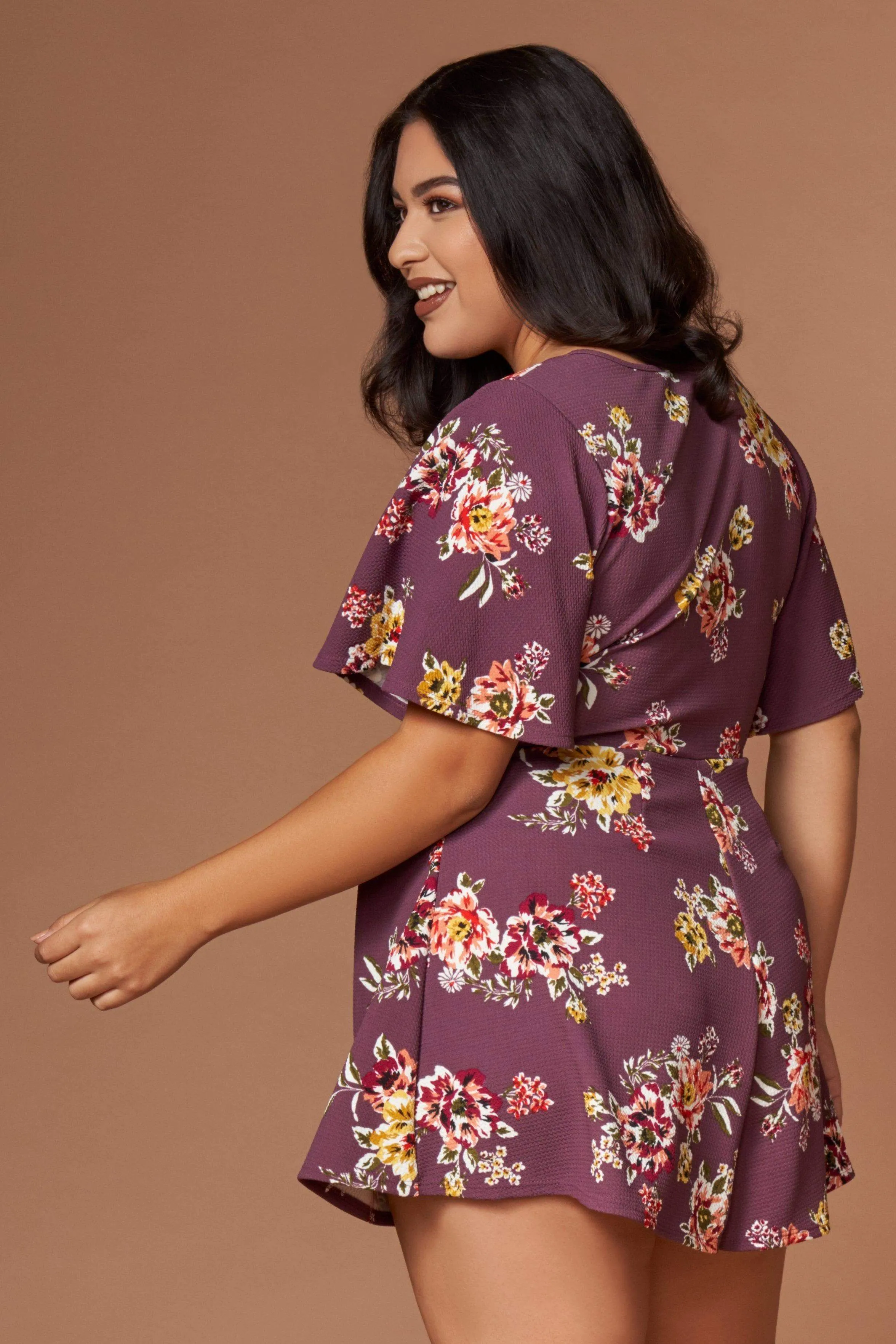 Ariel Mauve Purple Floral Print Romper