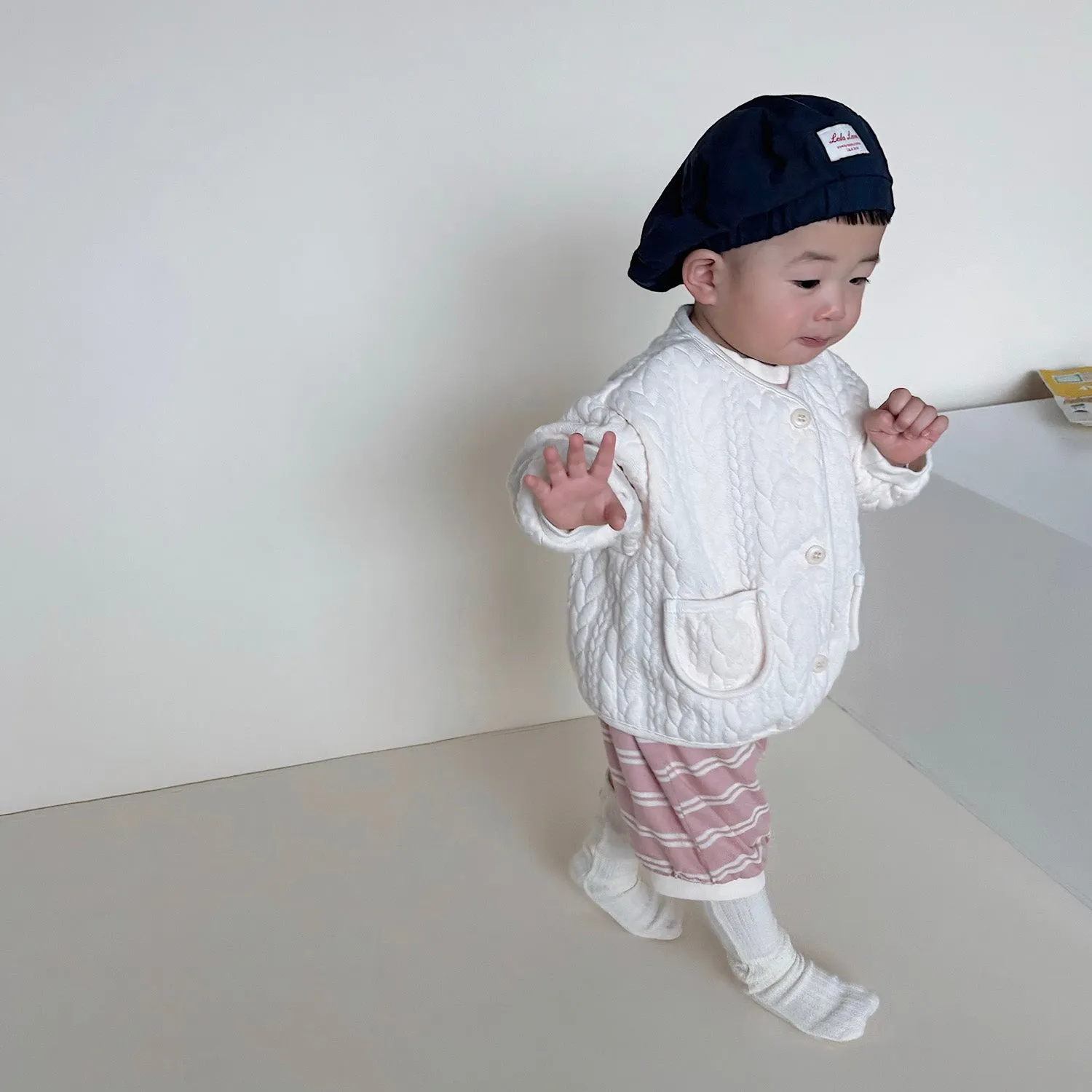 Baby Quilted Cardigan - Cream