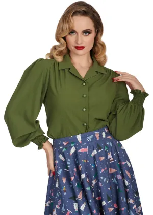 Banned Bonnie 40's Blouse Olijf Green