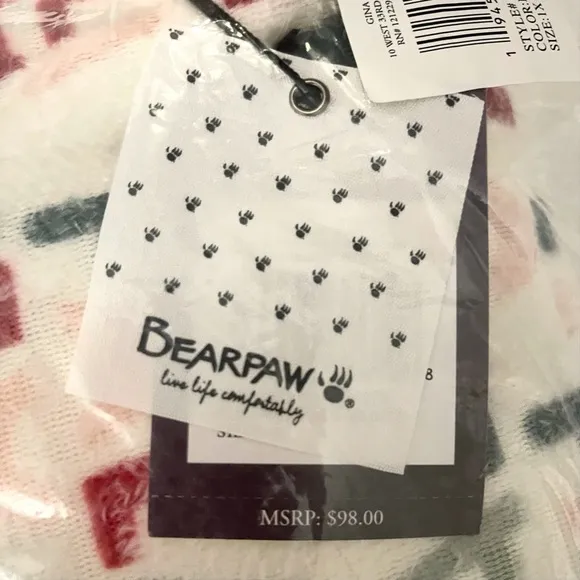 BEARPAW Christmas Pajama Set Fleece Tie Front Top Jogger Bottoms Christmas Print