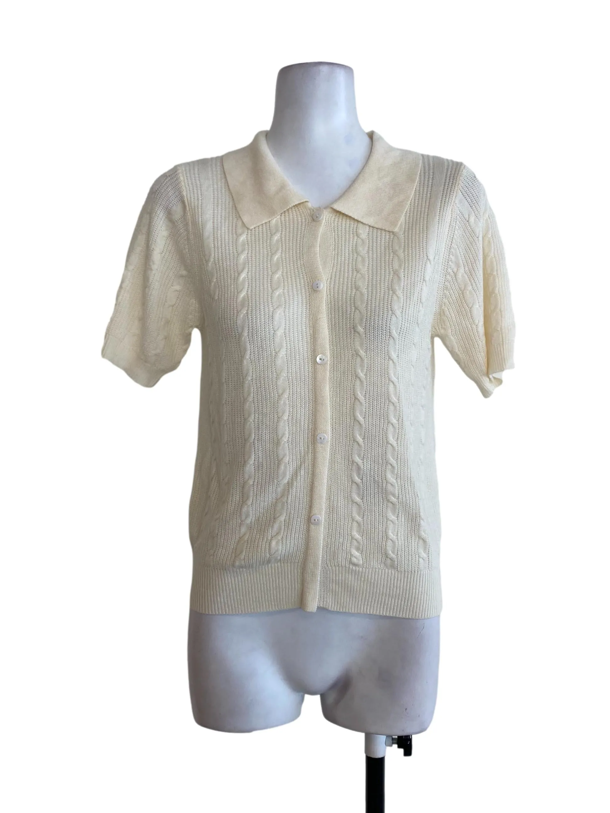 Beige Cable Knit Top