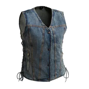 BELLE RIDER Motorcycle Denim Vest