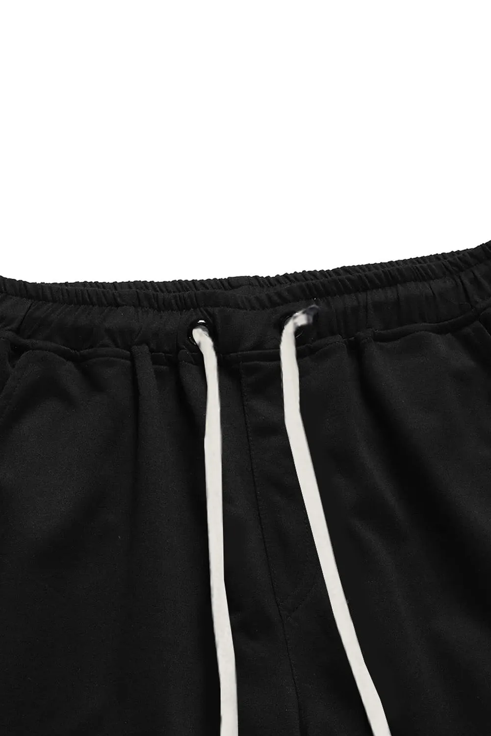 Black Drawstring Elastic Waist Men's Joggers
