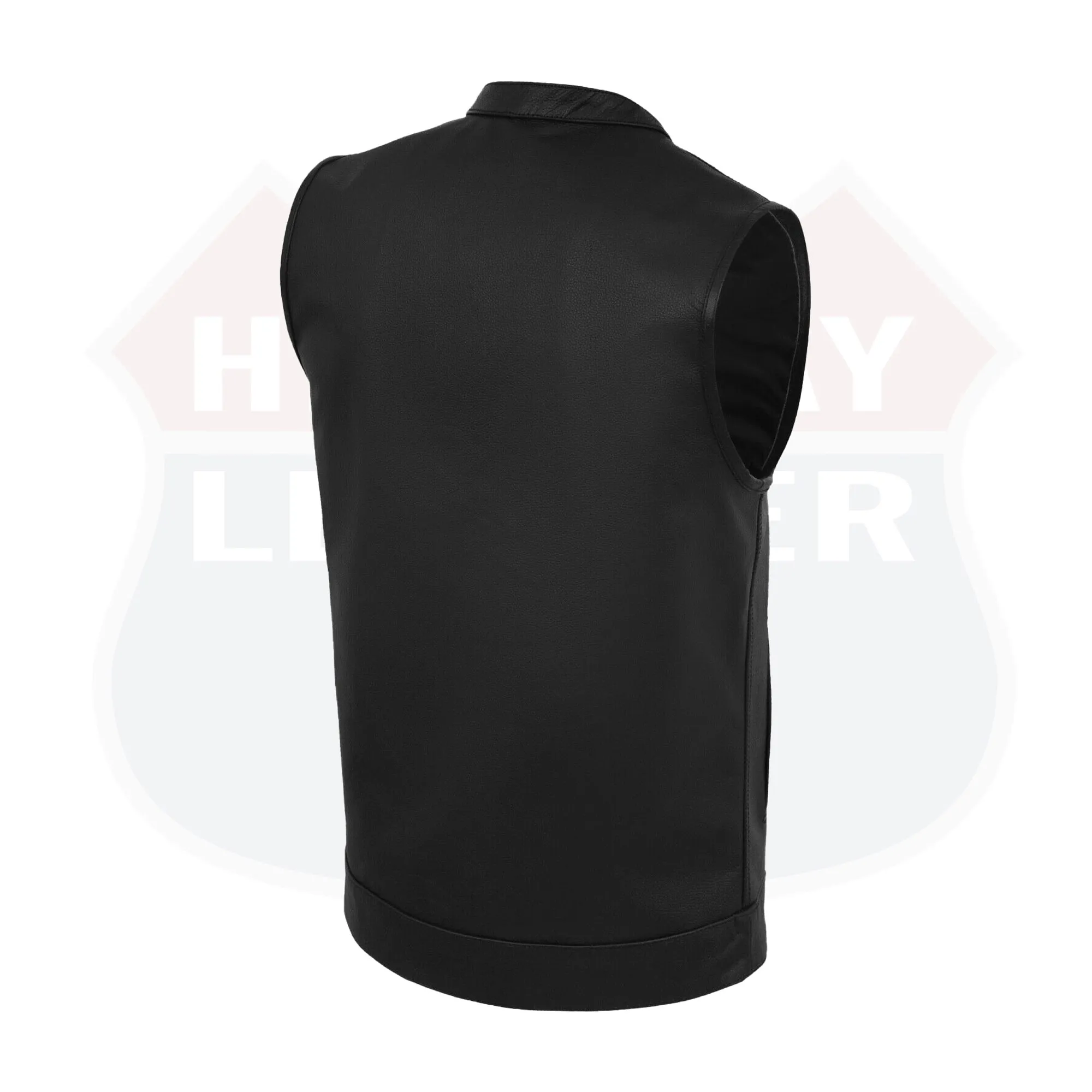 BLACK HL11689SPT Black SOA Men's Leather Vest Anarchy Motorcycle Biker Club Concealed Carry Outlaws SPT