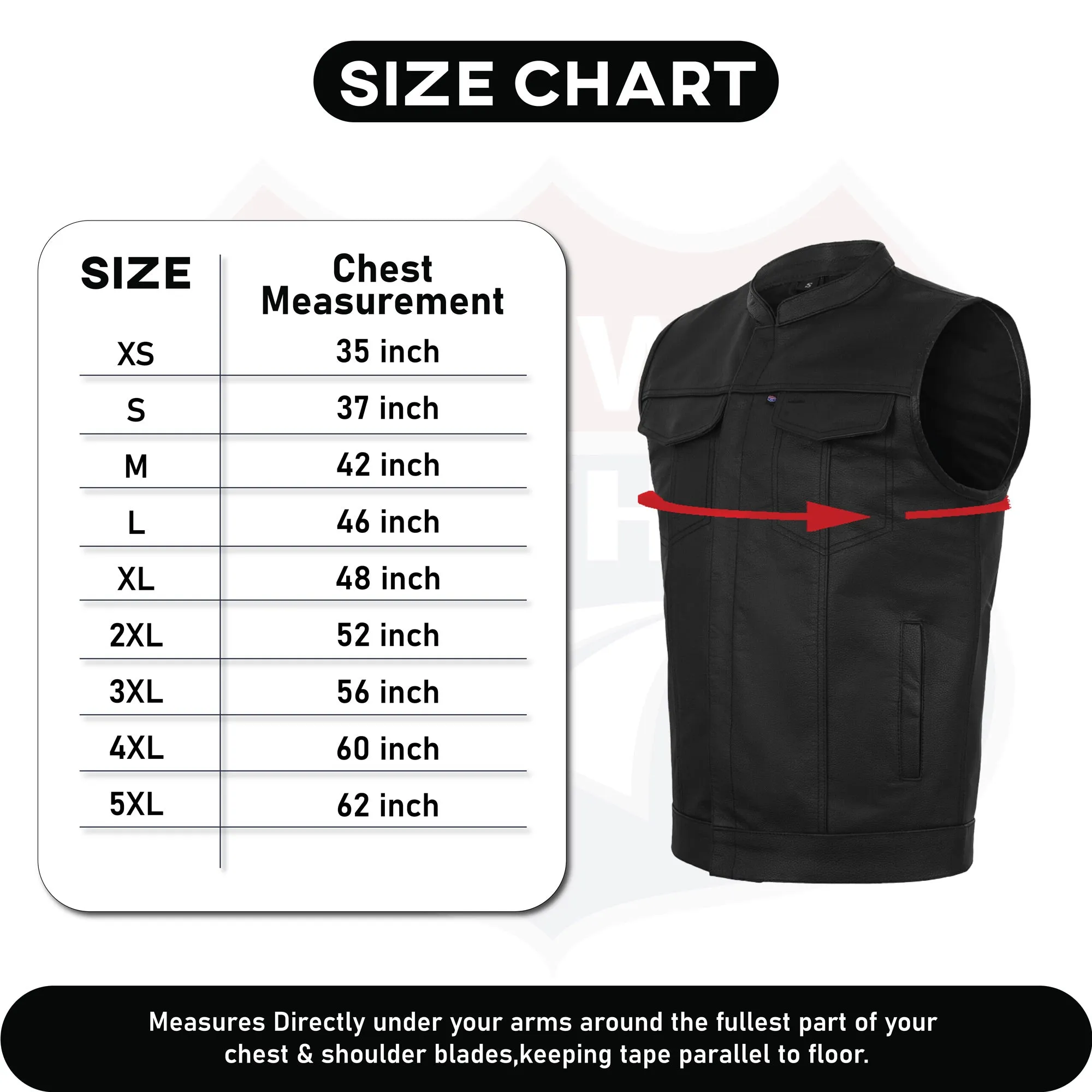 BLACK HL11689SPT Black SOA Men's Leather Vest Anarchy Motorcycle Biker Club Concealed Carry Outlaws SPT