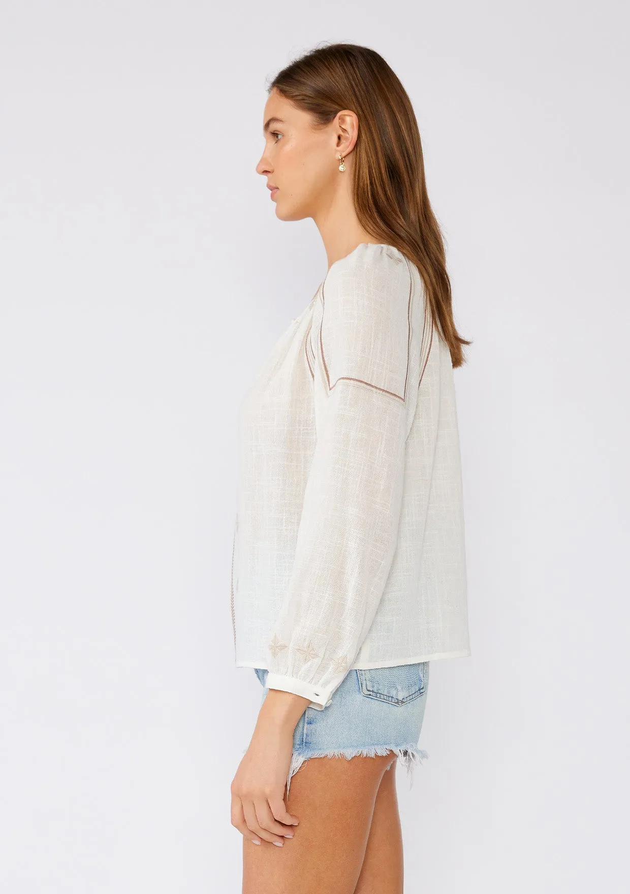 Boho Embroidered Long Sleeve Peasant Blouse