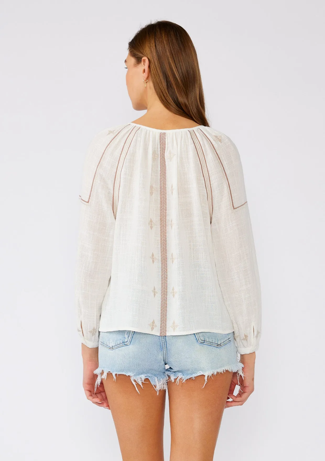 Boho Embroidered Long Sleeve Peasant Blouse