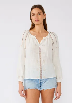 Boho Embroidered Long Sleeve Peasant Blouse