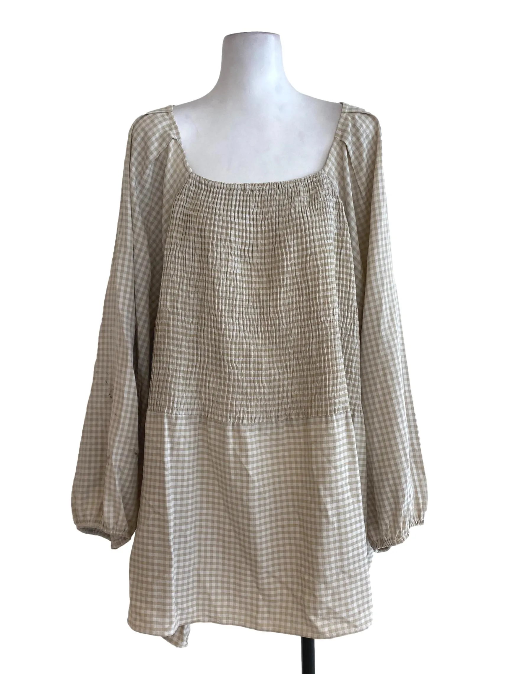 Bone Gingham Top