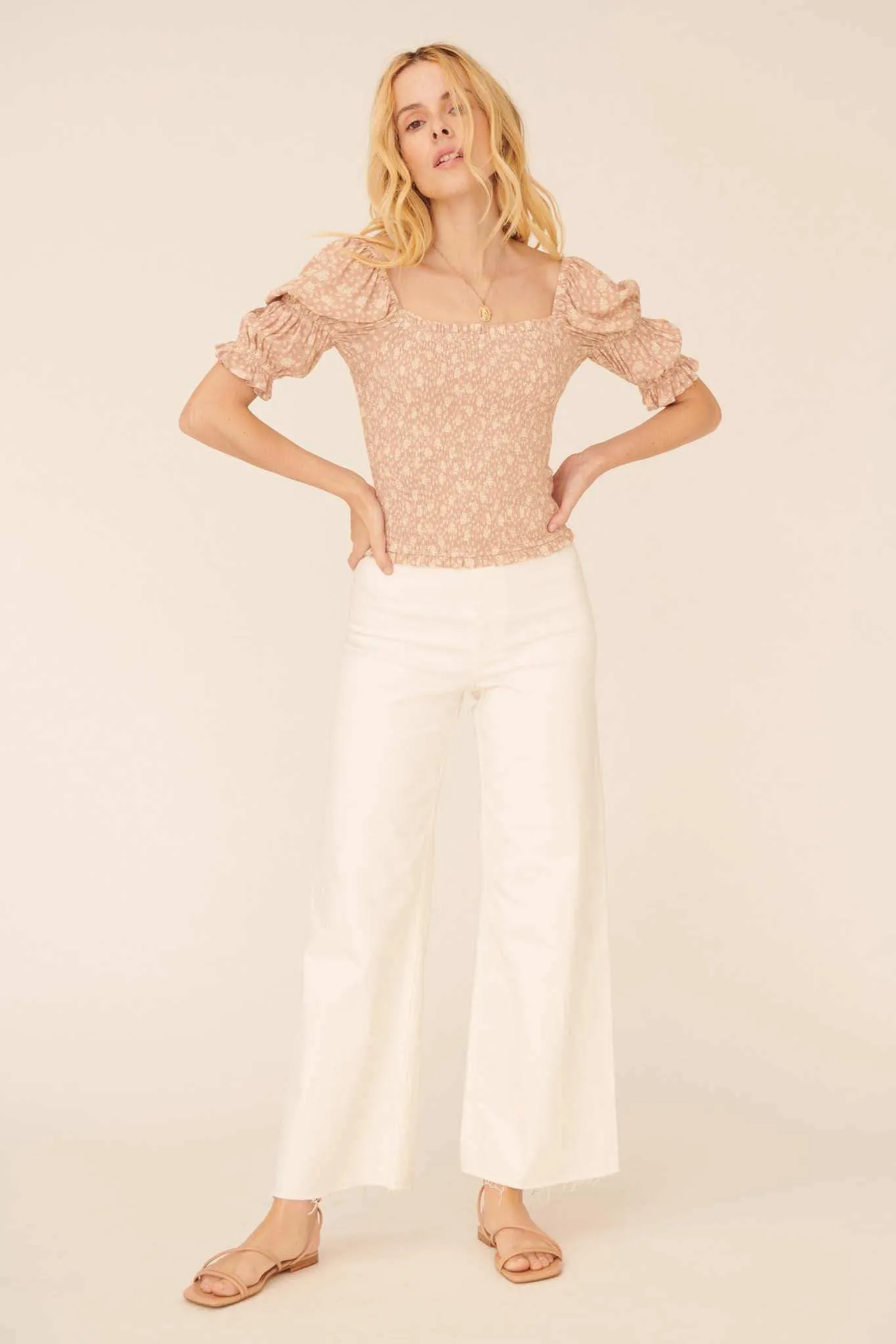 Bouquet in Bloom Smocked Floral Peasant Top