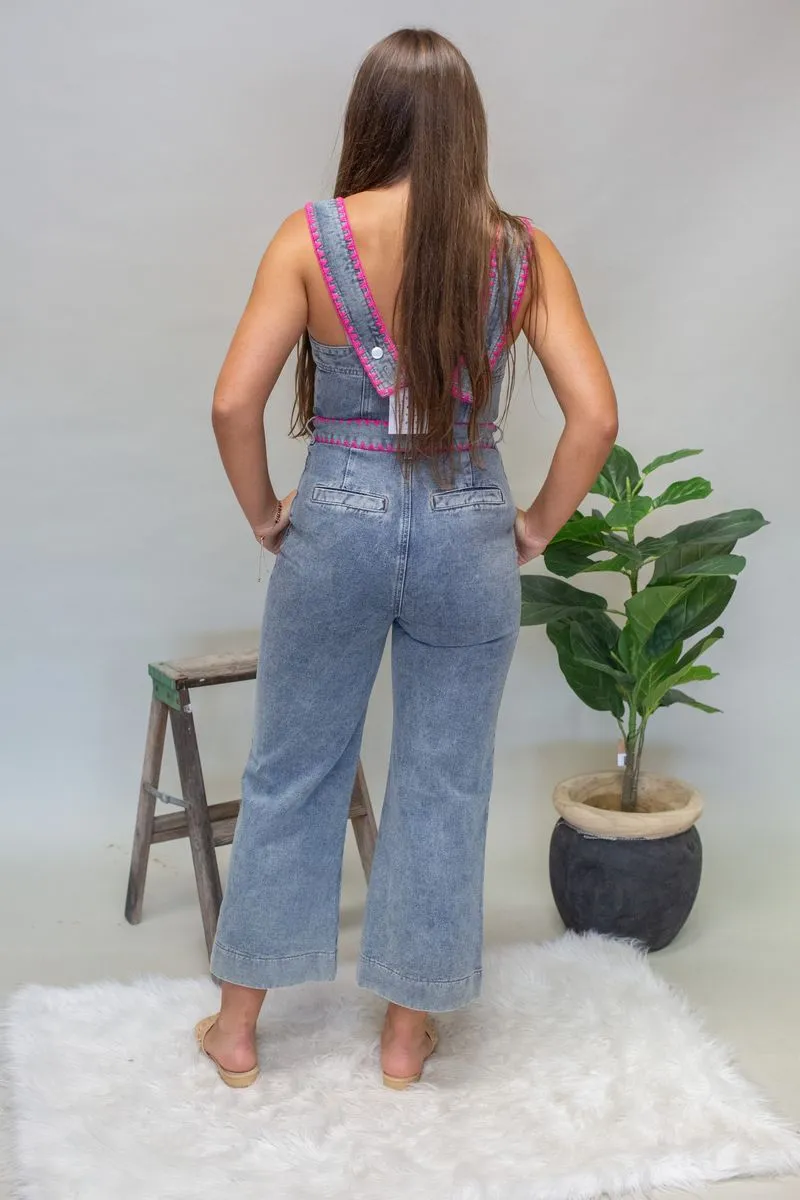 BP6586-A Denim Jumpsuit