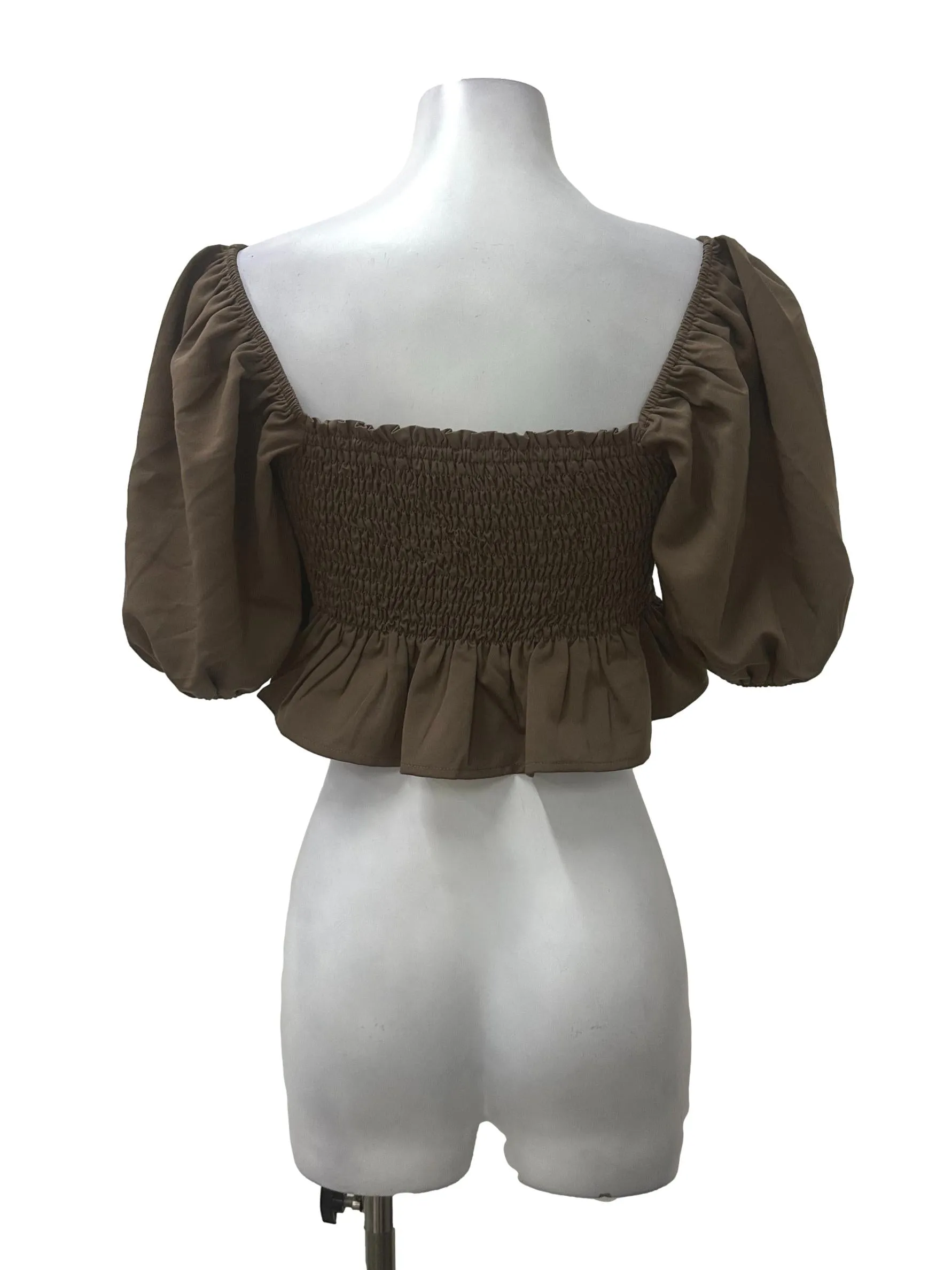 Brown Smocked Top