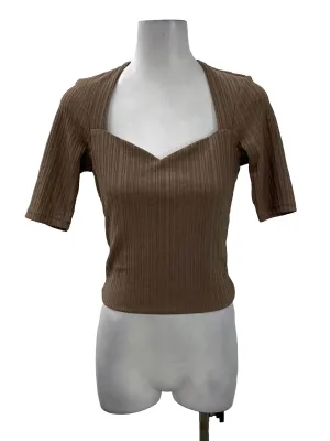 Brown Sweetheart Textured Top