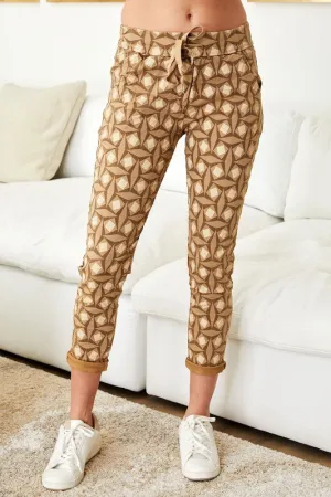 Camel Square Print Drawstring Venti Crinkle Joggers 9/14/23 7080