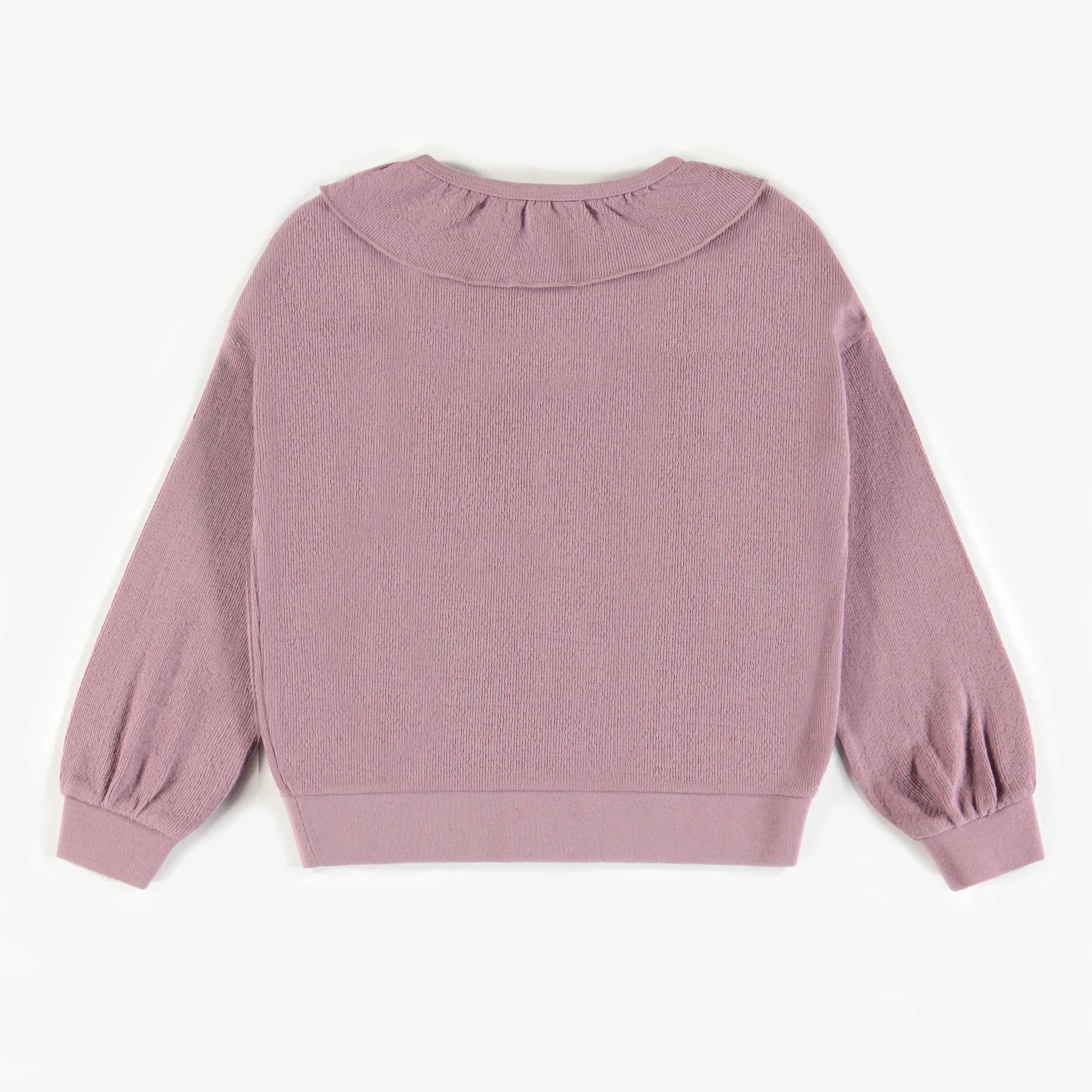 Chandail mauve pâle en crêpe de coton français extensible, enfant || Light purple sweatshirt in stretch French terry crepe, child