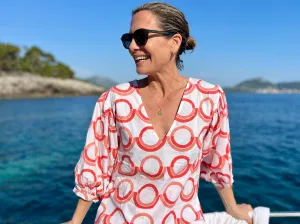 Coral Prairie Dog Puff Sleeve Blouse