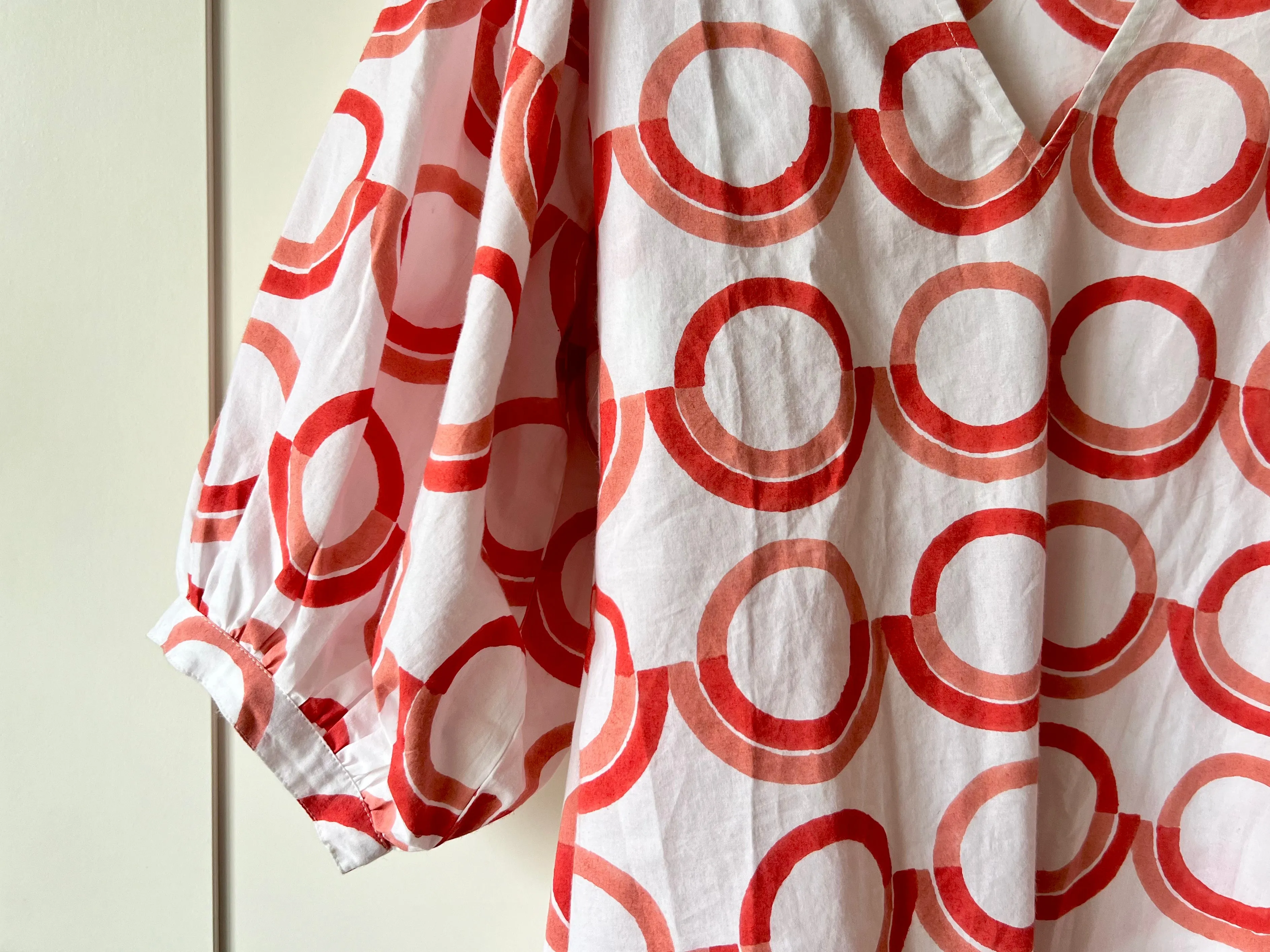 Coral Prairie Dog Puff Sleeve Blouse