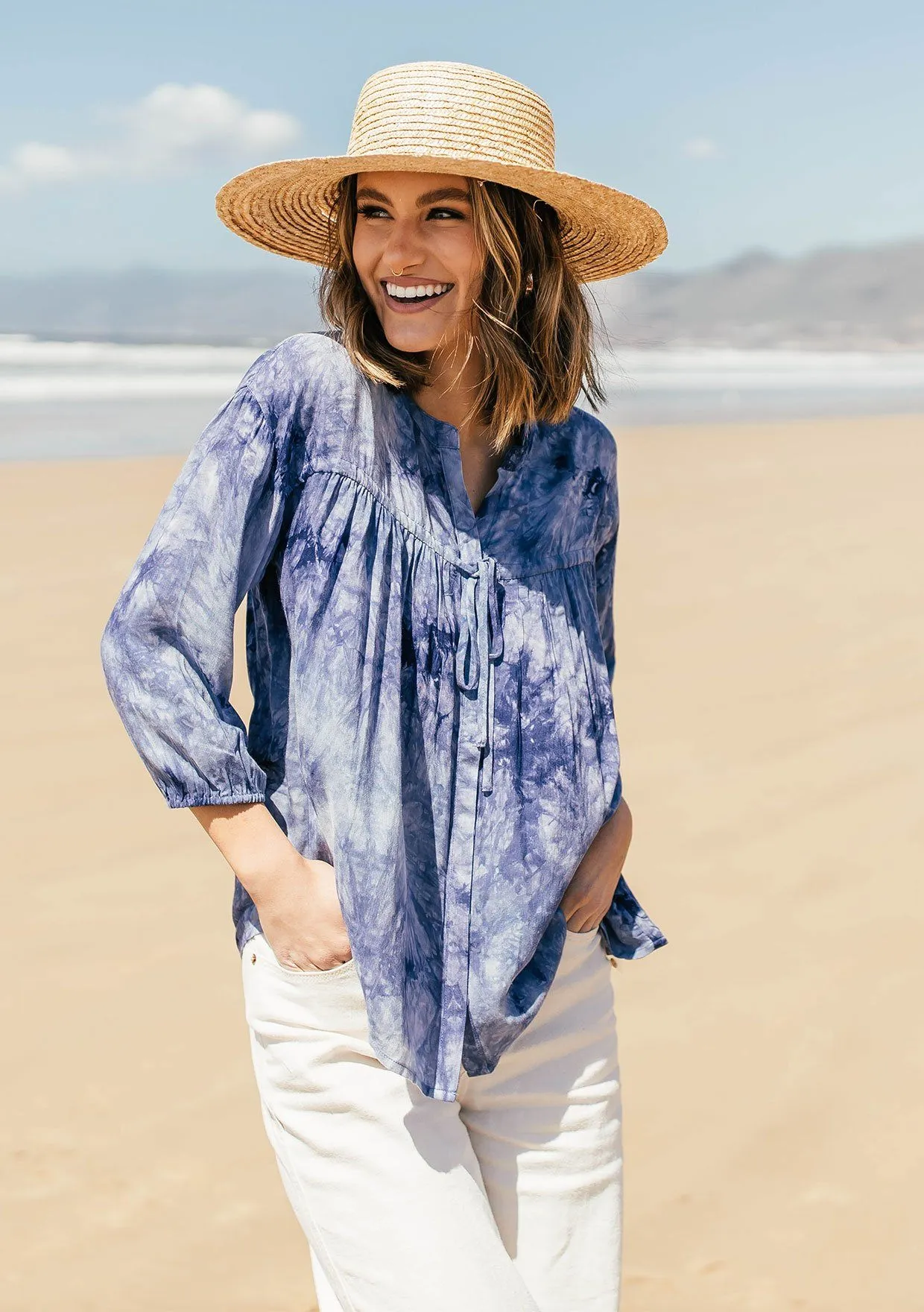 Cosmic Love Tie Dye Peasant Blouse