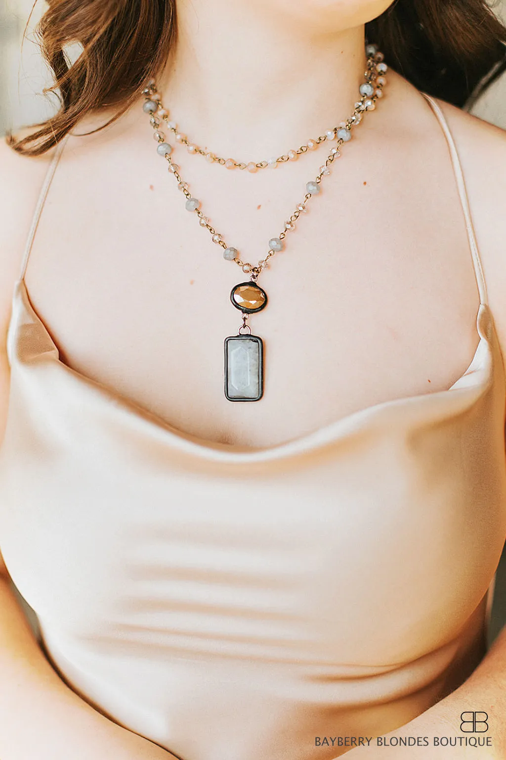 Cowl Neck Slip Dress-Champagne