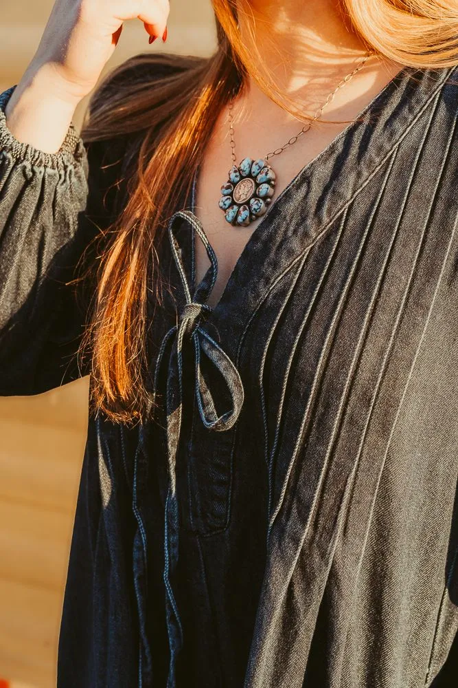 Dark Denim Long Sleeve Romper ILR4232