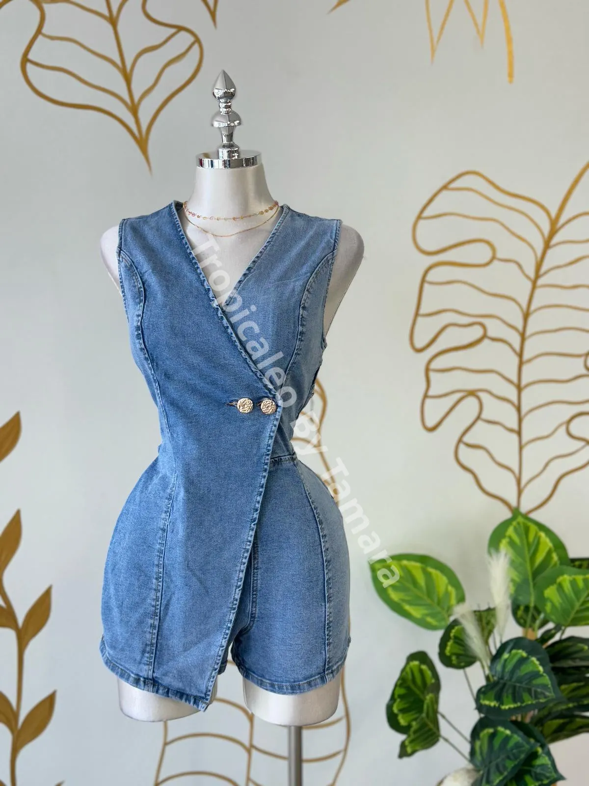 Denim Wrap Romper