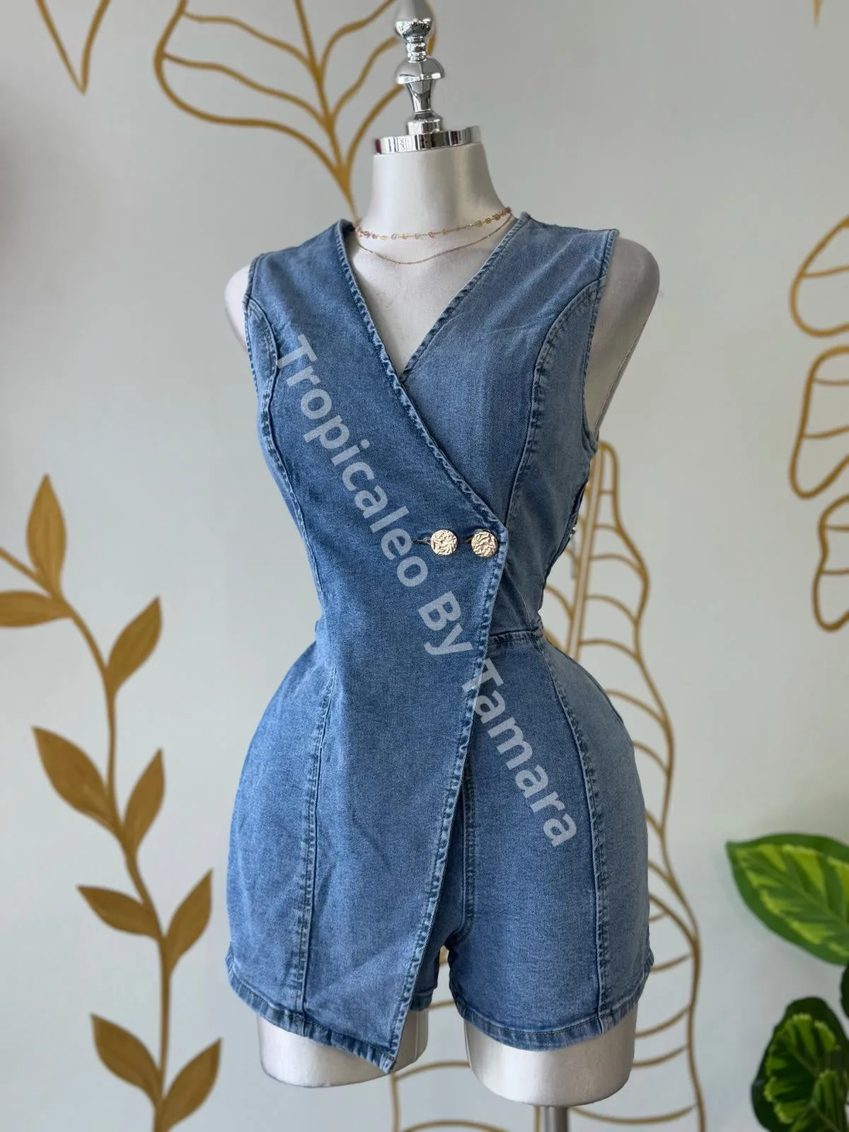 Denim Wrap Romper