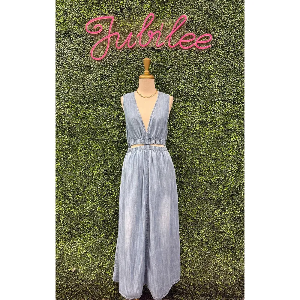 Denise Denim Cut Midi Dress