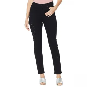 DG2 by Diane Gilman Women's Petite Embellished Distressed Skinny Jeans