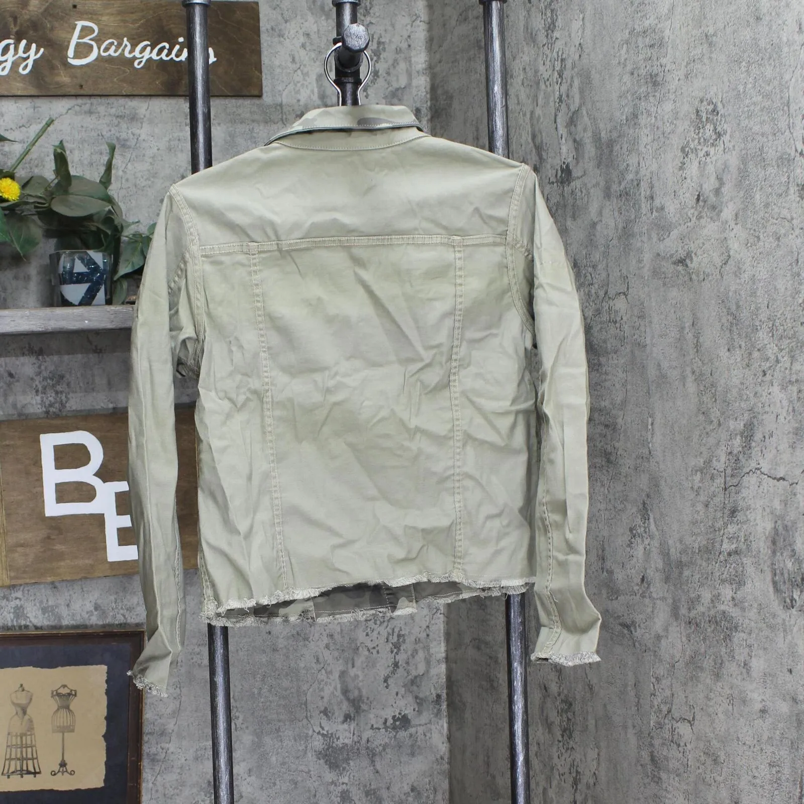 DG2 by Diane Gilman Womens Twill Denim Reversible Jean Jacket Green Camo M