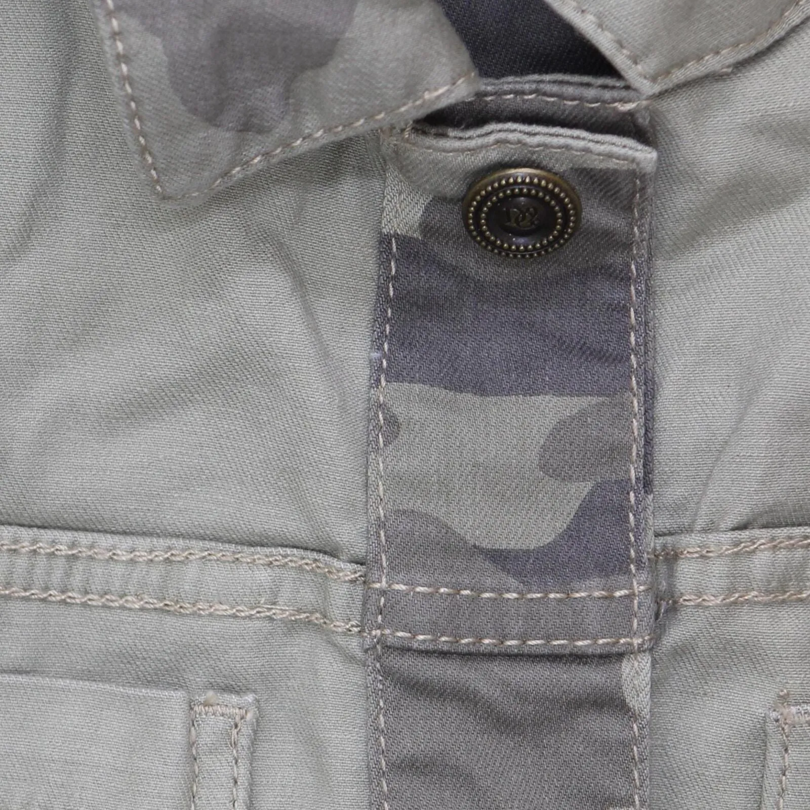 DG2 by Diane Gilman Womens Twill Denim Reversible Jean Jacket Green Camo M