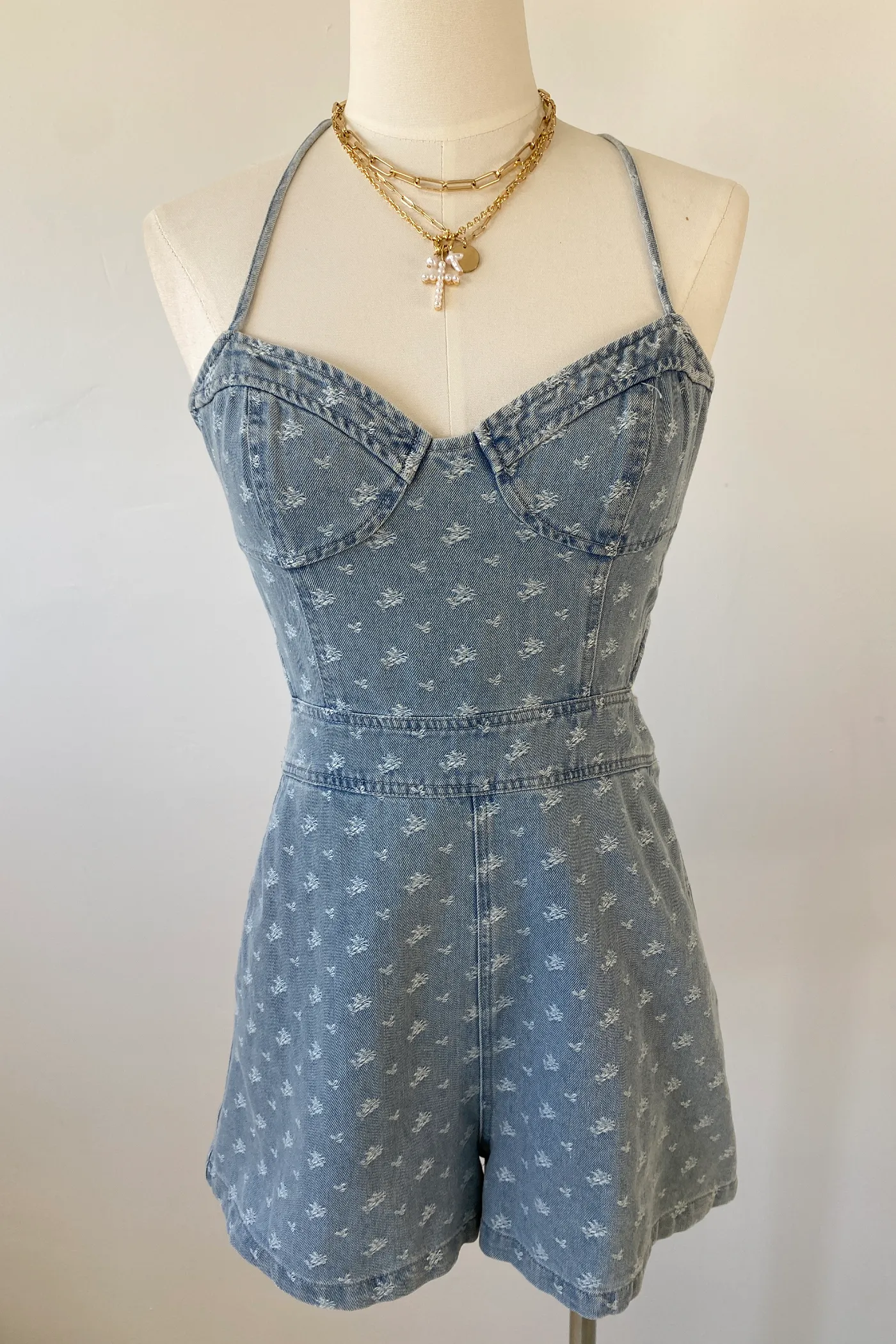 Distressed Denim Romper