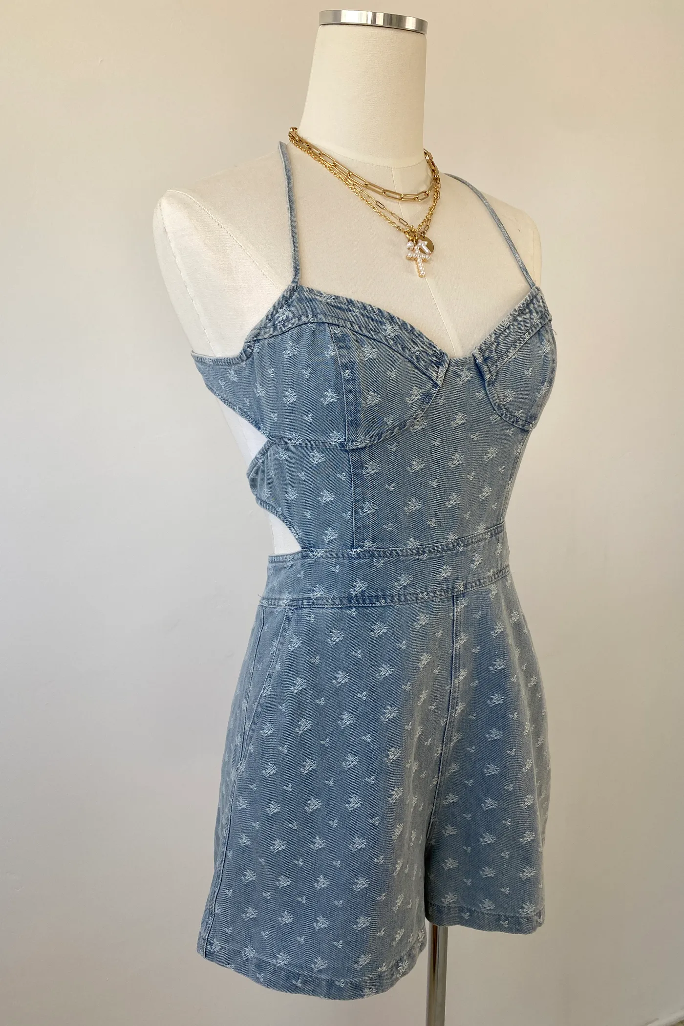 Distressed Denim Romper