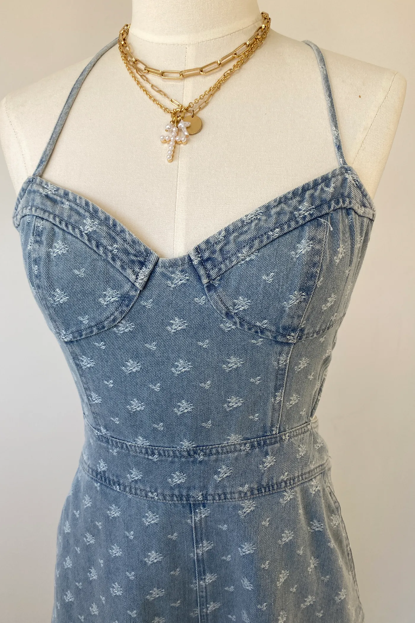 Distressed Denim Romper