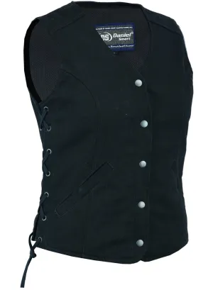 DM908  Women's Denim Longer Body &frac 34; Vest - Side Laces