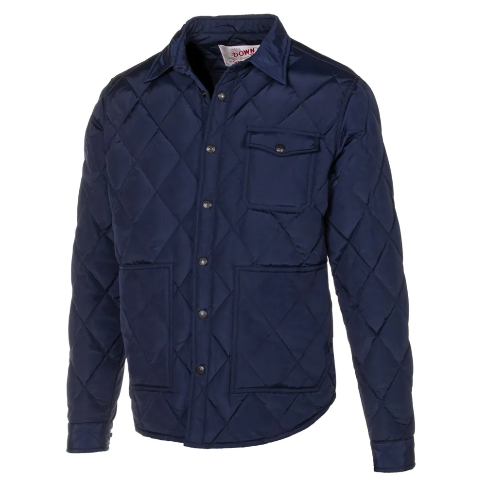 Down-filled Quilted Shirt Jacket | Navy