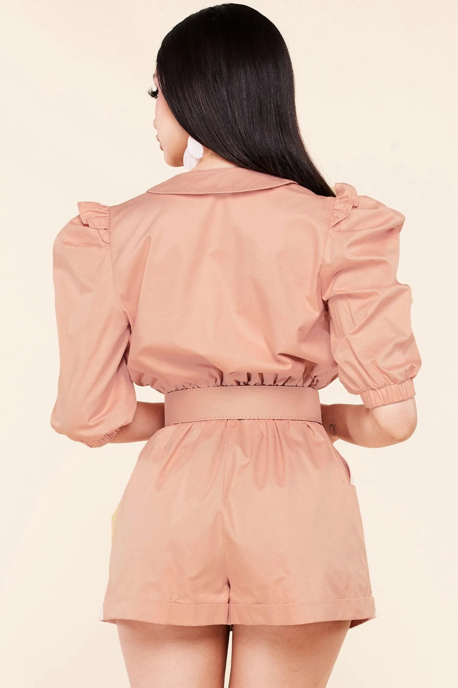 Dusty rose chic sleeve romper