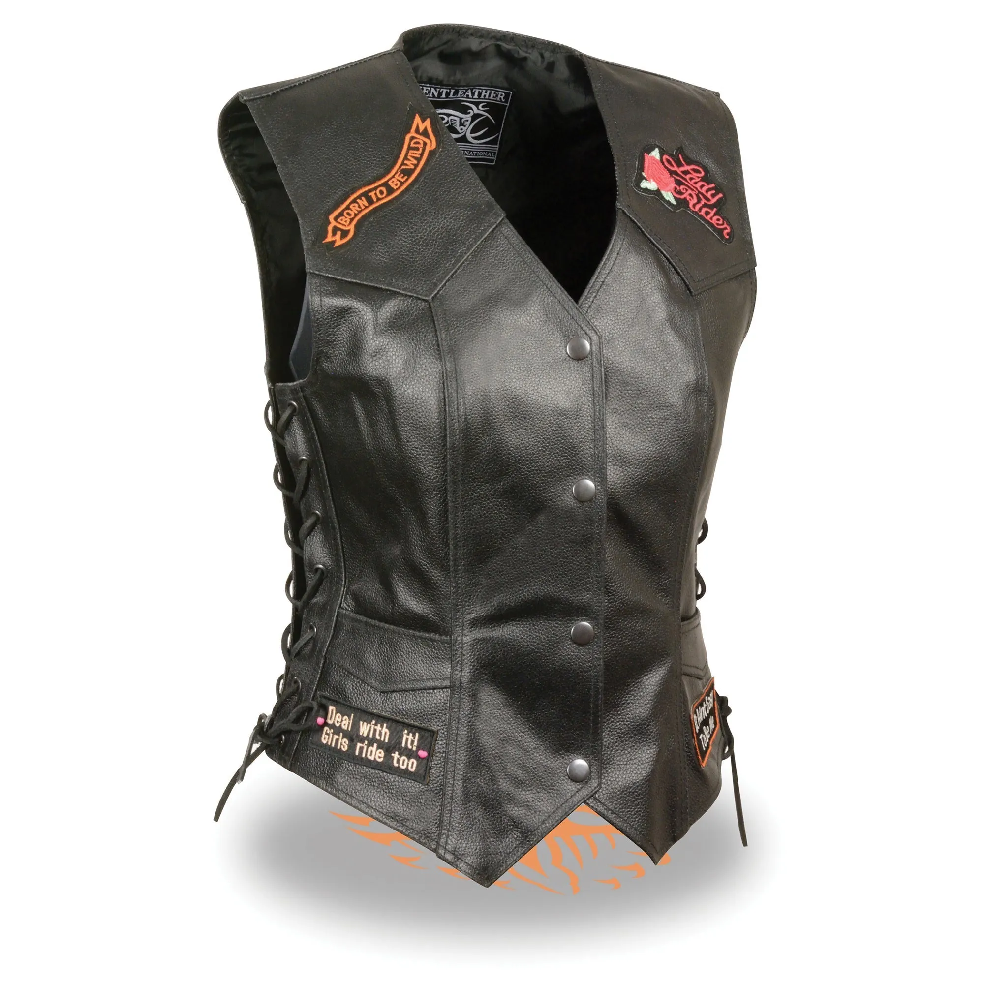 ELL4900 Ladies Side Lace Love to Ride" Vest Pre-Patched
