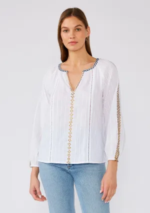Embroidered Sequin Detail V Neck Blouse